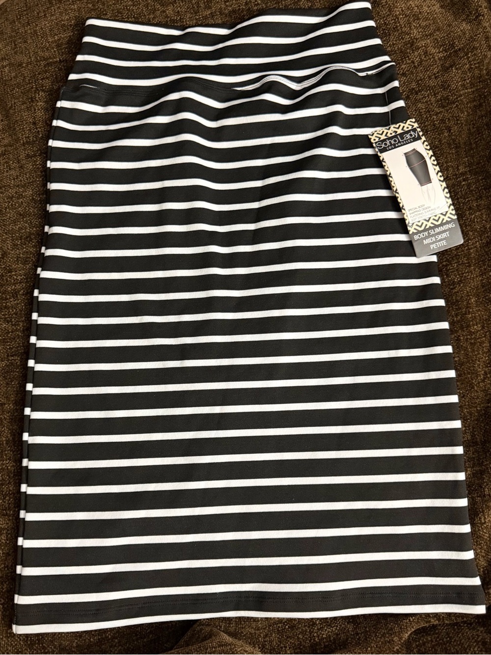Striped Black and White Pencil Skirt - Body Slimming Classic